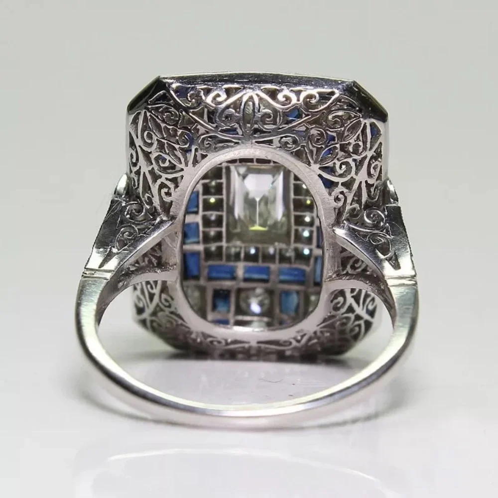 New Women’s 925 Silver Royal Blue Diamond Ring